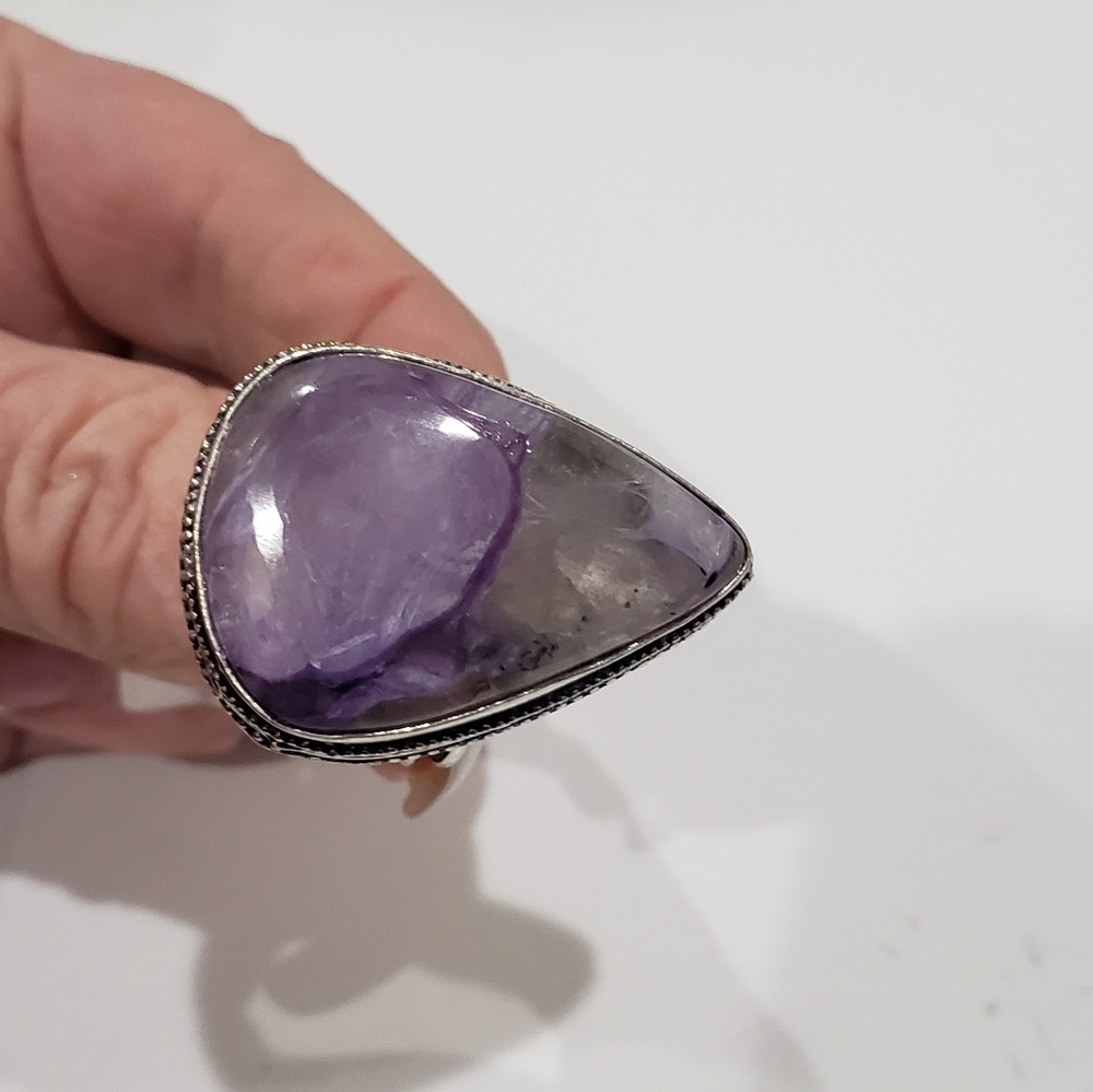 Charoite Gemstone, 925 Silver Ring - image 8